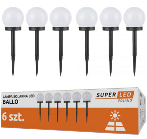 6x Lampa ogrodowa LED SOLARNA KULA BIAŁA 10 cm