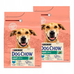 Purina DOG CHOW LIGHT Indyk 2x2,5kg + GRATIS