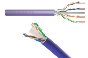 Przewód internetowy skrętka  kat.6 U/UTP drut LSOH fioletowy 1m