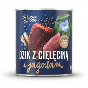 John Dog BERRY dzik z cielęciną i jagodami 800g*6
