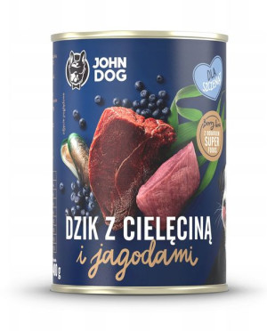 John Dog BERRY dzik z cielęciną i jagodami 400g*6