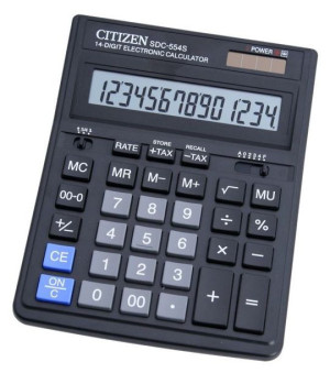 Citizen Kalkulator Biurowy Sdc-554s, 14-cyfrowy,199x153mm, Czarny