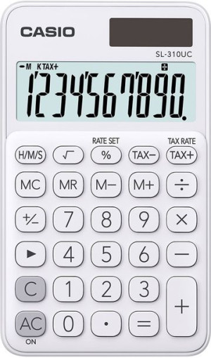 Casio Kalkulator Kieszonkowy Sl-310uc-we Biały, 10 Cyfrowy Wyświetlacz