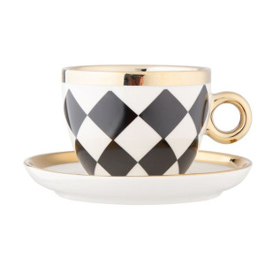 Filiżanka do kawy i herbaty ze spodkiem porcelanowa Palazzo Arlekin 200 ml