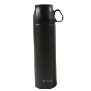 Termos Z Zakrętką W Kształcie Filiżanki 500 Ml Czarny Ze Złotem