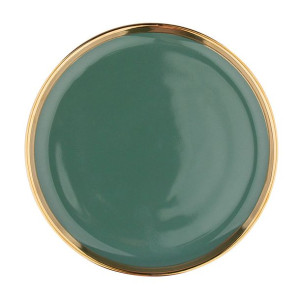 Talerz deserowy porcelanowy Aurora Gold zielony 20 cm