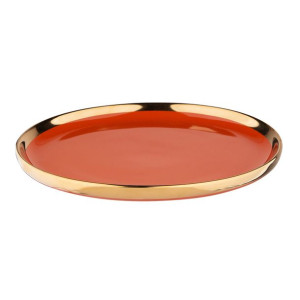 Talerz deserowy porcelanowy Aurora Gold pomarańczowy 20 cm
