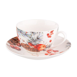 Filiżanka do kawy i herbaty porcelanowa ze spodkiem Cranberry 200 ml