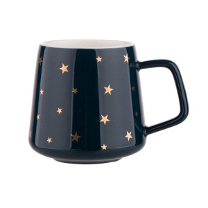 Kubek do kawy i herbaty porcelanowy Gwiazdki 370 ml granatowy