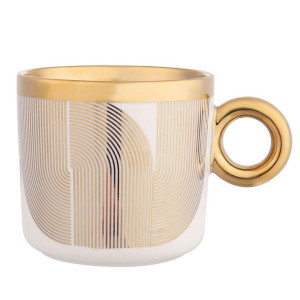 Kubek do kawy i herbaty porcelanowy Palazzo Złote Linie 350 ml