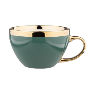 Filiżanka do kawy i herbaty porcelanowa Aurora Gold zielona 400 ml