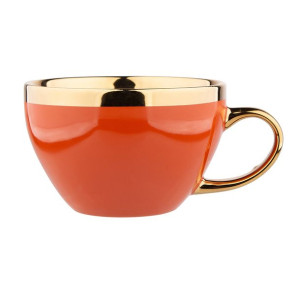 Filiżanka do kawy i herbaty porcelanowa Aurora Gold pomarańczowa 400 ml