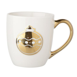 Kubek do kawy i herbaty porcelanowy świąteczny Bombka 350 ml