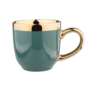 Kubek do kawy i herbaty porcelanowy Aurora Gold zielony 300 ml