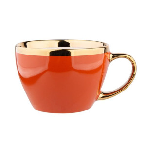 Filiżanka do kawy i herbaty porcelanowa Aurora Gold pomarańczowa 300 ml