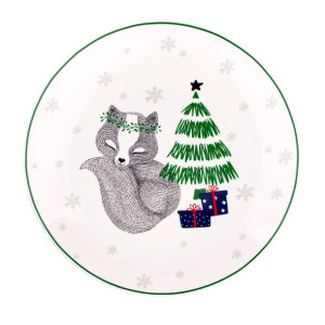 Talerz deserowy porcelanowy Winter Friends Lisek 21 cm
