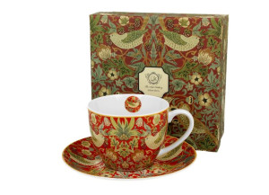 Filiżanka ze spodkiem 270 ml STRAWBERRY THIEF RED William Morris