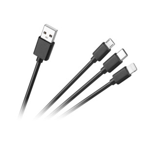Kabel połączeniowy 3w1, USB A - micro/C/lightning  1.2m