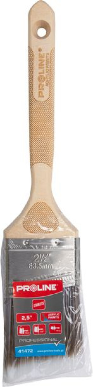 Pędzel skośny prof. 2.5",rączka drew.,ss,akryl,proline