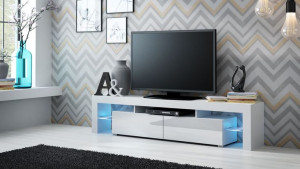 Szafka RTV SOLO 200x45x35 biały/biały połysk