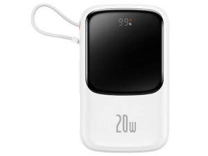 BASEUS Powerbank Qpow Pro z kablem Lightning, USB-C, USB, 10000mAh, 20W (PP