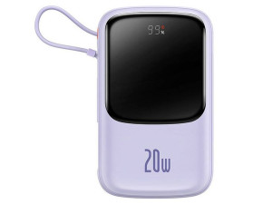 BASEUES Powerbank Qpow Pro z kablem Lightning, USB-C, USB, 10000mAh, 20W (P