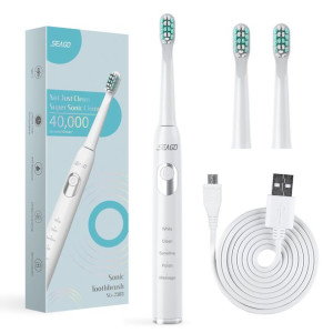 Szczoteczka soniczna do zębów SEAGO,  biały,  bateria 700 mAh, 5 trybów pra