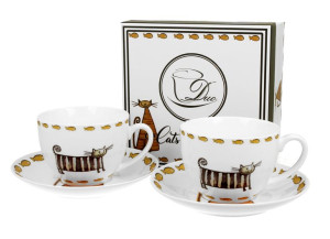 Filiżanki ze spodkami 280 ml komplet 2 szt. CLASSIC CATS