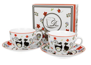 Filiżanki ze spodkami 280 ml komplet 2 szt. KOTY ETNO