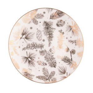Talerz deserowy porcelanowy świąteczny Golden Winter 20 cm