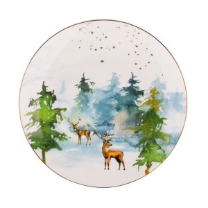 Talerz deserowy porcelanowy Winter Forest Jeleń 20 cm