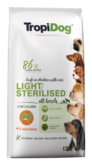 Tropidog Adult LIGHT STERILISED 12kg