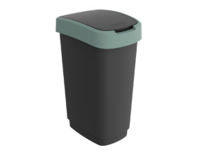 Kosz na śmieci swing Rotho Twist 50L czarno-ciemnozielony