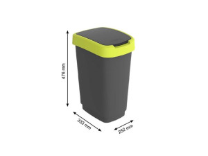 Kosz na śmieci swing Rotho Twist 25L czarno-limonkowy