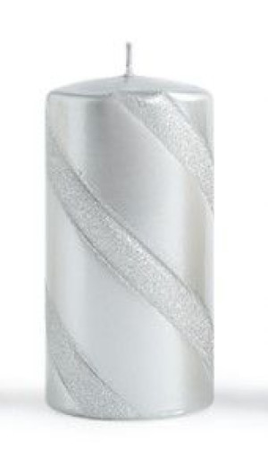Świeca VELLA walec duży parafinowa 7xh18cm srebrna