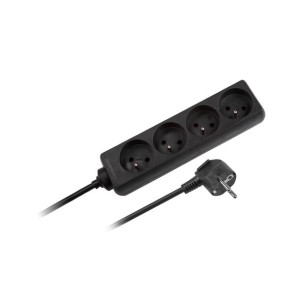 Przedłużacz sieciowy Rebel  czarny 4 gniazda bez przełącznika, kabel 5m (3x