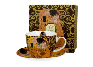 Filiżanka jumbo ze spodkiem 470 ml THE KISS BROWN by Gustav Klimt