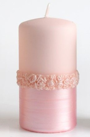 Świeca BELLA walec duży 7xh17,5cm       parafinowa rose gold