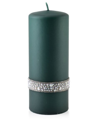 Świeca CRYSTAL Walec duży P 7x17,5cm    parafinowa zielona