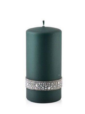 Świeca CRYSTAL Walec średni P 7xh14cm   parafinowa zielona