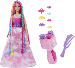 Barbie Księżniczka Zakręcone pasemka Lalka HNJ06