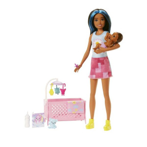 Barbie Opiekunka Zestaw Usypianie maluszka + Lalka i bobas HJY34