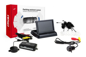 Zestaw czujników parkowania tft02 4,3" z kamerą hd-305-led 4 sensory białe