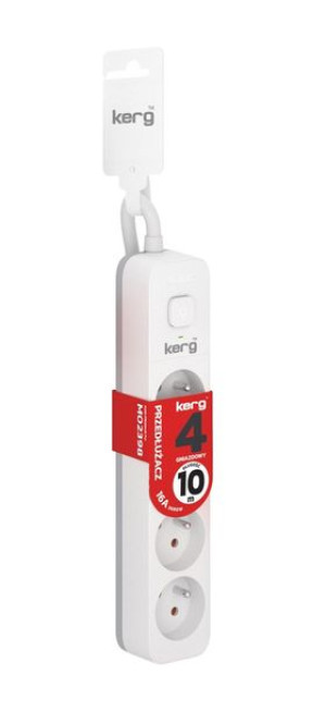 Kerg M02398 Przedłużacz Z Wyłącznikiem 4 Gniazda-biało-szary-10m-16a-h05vv-