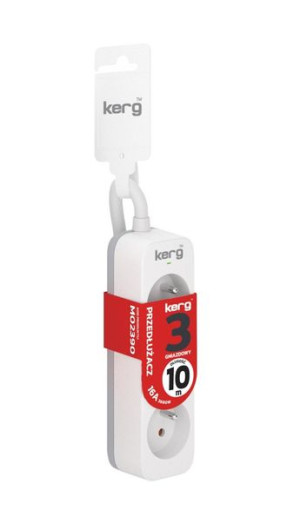 Kerg M02390 Przedłużacz Bez Wyłacznika-3 Gniazda-biało-szary-10m-16a-h05vv-
