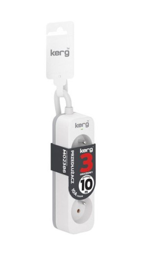 Kerg M02386 Przedłużacz Bez Wyłacznika-3 Gniazda-biało-szary-10m-10a-h05vv-