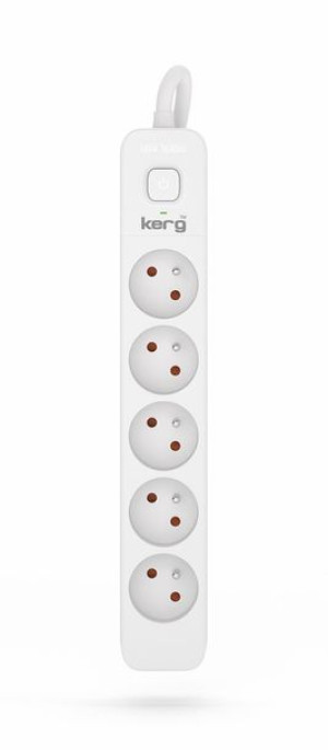 Kerg M02404 Przedłużacz Z Wyłącznikiem 5 Gniazd-biało-szary-5.0m-16a-h05vv-