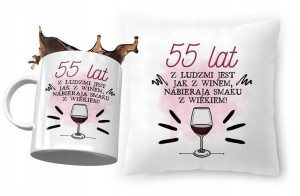 Zestaw na Urodziny 55 55te 55-te Poduszka + Kubek