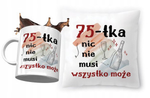 Zestaw na Urodziny 75 75te 75-te Poduszka + Kubek