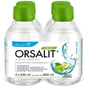 Orsalit Drink, nawadniający płyn doustny, smak jabłkowy, 4 x 200 ml